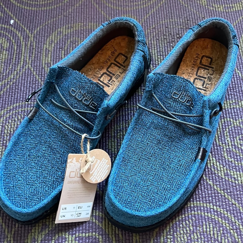 Hey dude Wally eco linen eclipse blue size 11